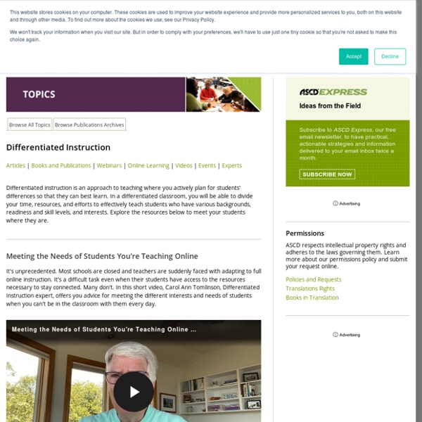 Differentiated Instruction - Videos, Articles, Resources, Experts