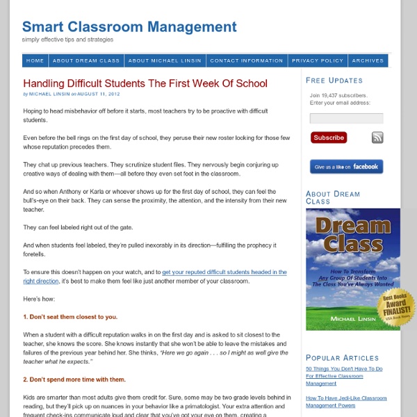 Handling Difficult Students The First Week Of School