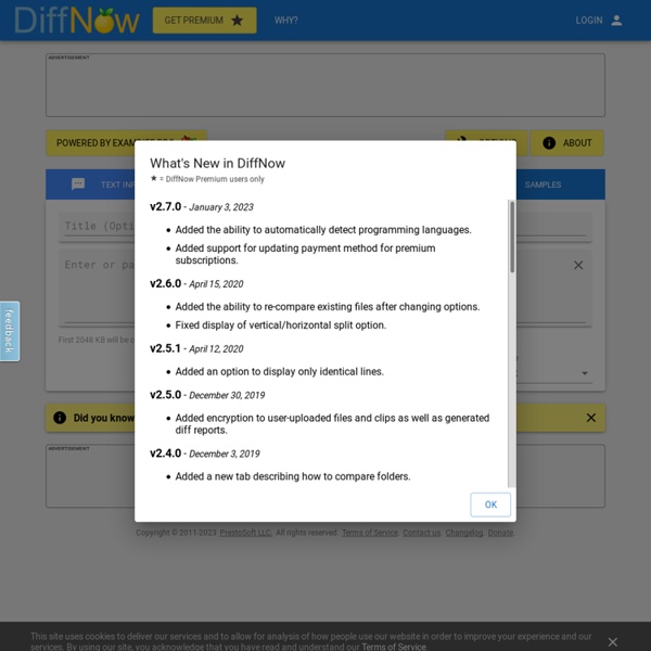 DiffNow - Compare files online. Powered by ExamDiff Pro.