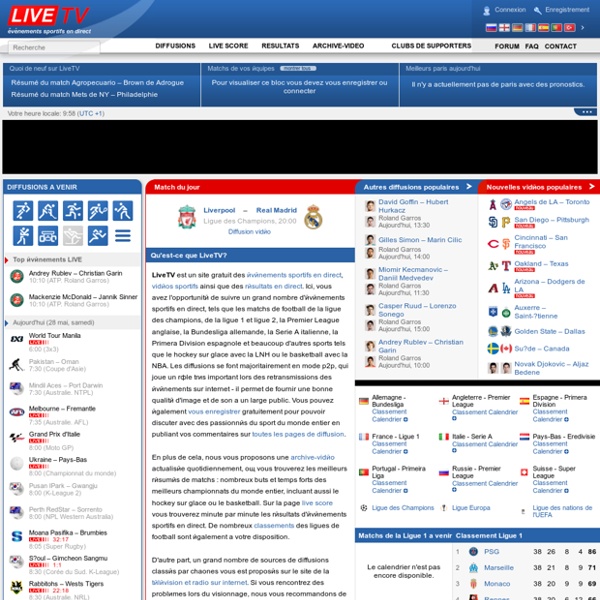 Diffusions en direct, live streams, football, hockey sur glace, tennis, basketball