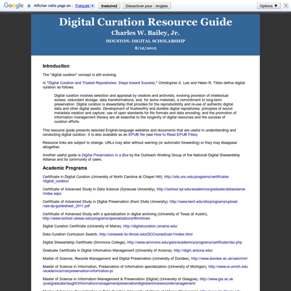 Digital Curation Resource Guide