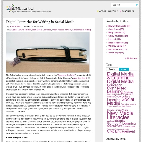 Digital Literacies for Writing in Social Media