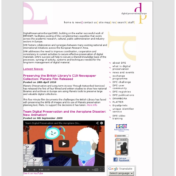 DPE: Digital Preservation Europe