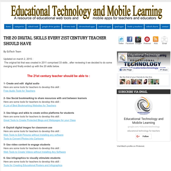 Educational Technology and Mobile Learning: The 33 Digital Skills Every 21st Century Teacher should Have