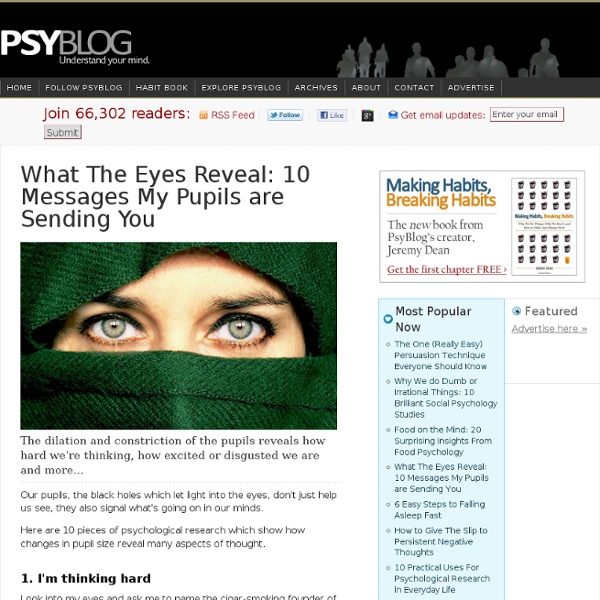 What The Eyes Reveal: 10 Messages My Pupils are Sending You