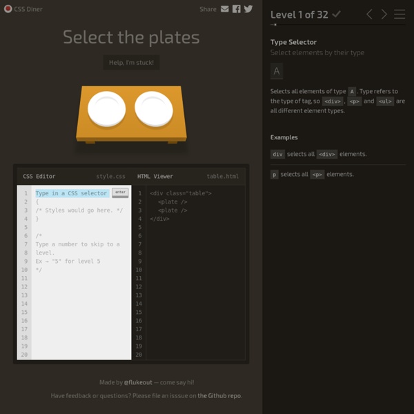 CSS Diner - Where we feast on CSS Selectors!