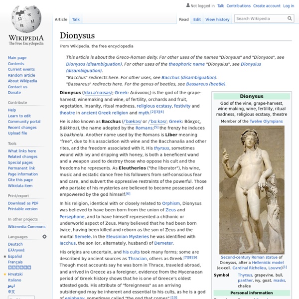 First search result for Thrysus - Dionysus wikipeida article. authentification for portal of st anne, notre dame, as isis