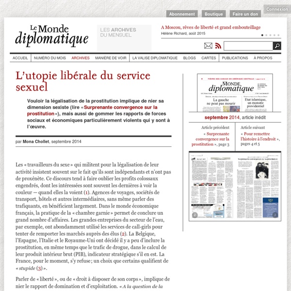 L'utopie libérale du service sexuel, par Mona Chollet (Le Monde diplomatique, septembre 2014)