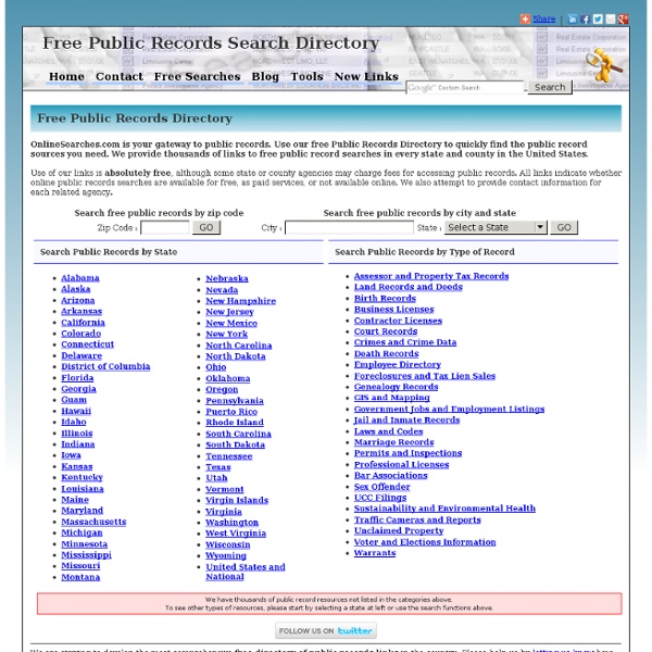 Public Records Free Directory - Nationwide Directory of Public Record Resources