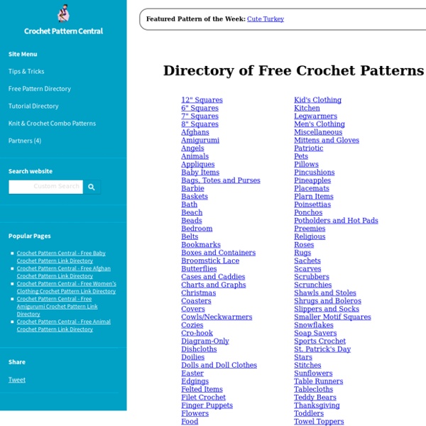 Directory of Free, Online Crochet Patterns by Category