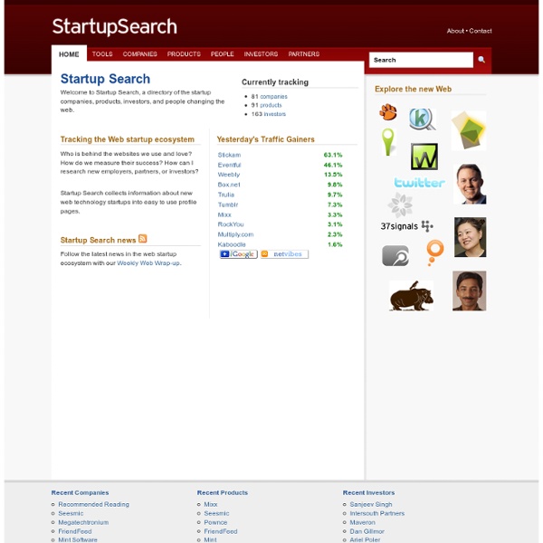 Startup Search. Directory of web technology startups.