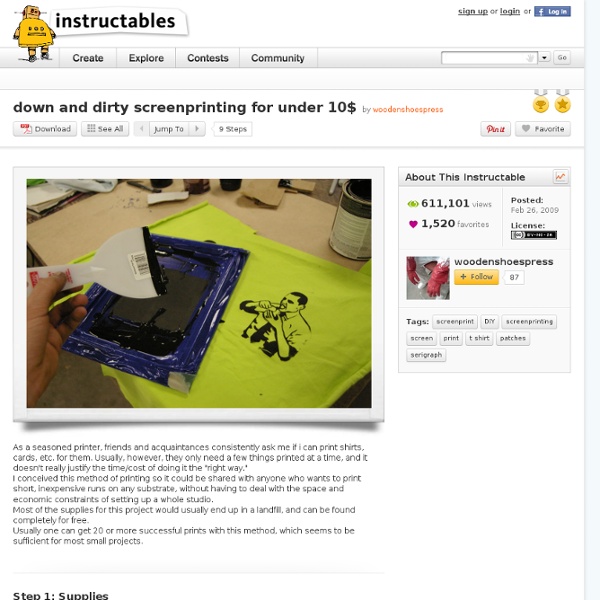 Down and dirty screenprinting for under 10$