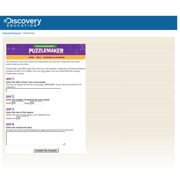 Discovery Education's Puzzlemaker: Create your own cross word puzzles!