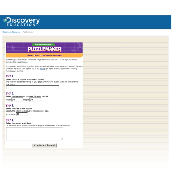 Discovery Education #39 s Puzzlemaker: Create your own cross word puzzles