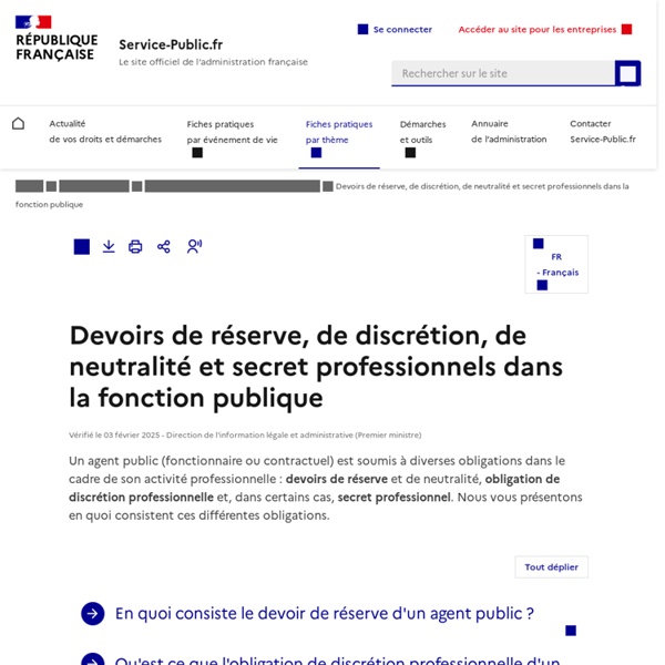 Devoir de réserve, discrétion et secret professionnels dans la fonction publique