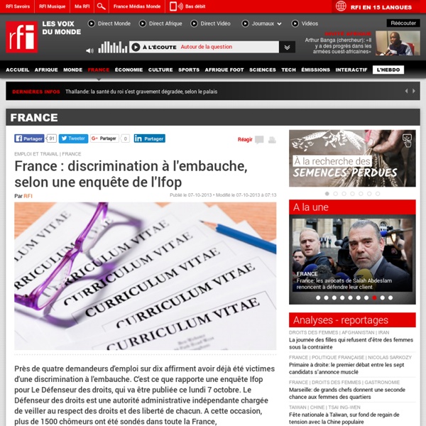 France : discrimination à l'embauche, selon une enquête de l'Ifop - France / Social