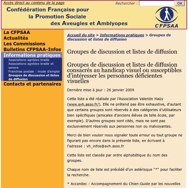 Groupes de discussion et listes de diffusion