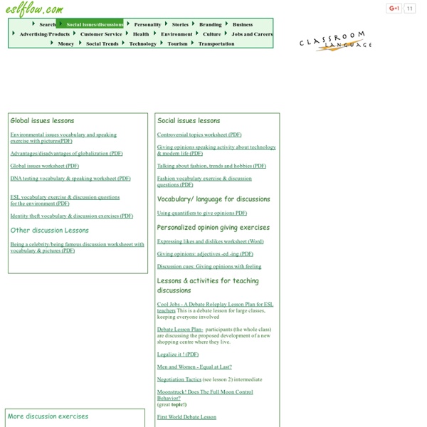 Debates, discussion & speaking activity lessons for esl teachers