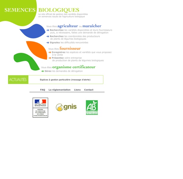 Le site officiel de gestion des variétés disponibles en semences issues de l'agriculture biologique