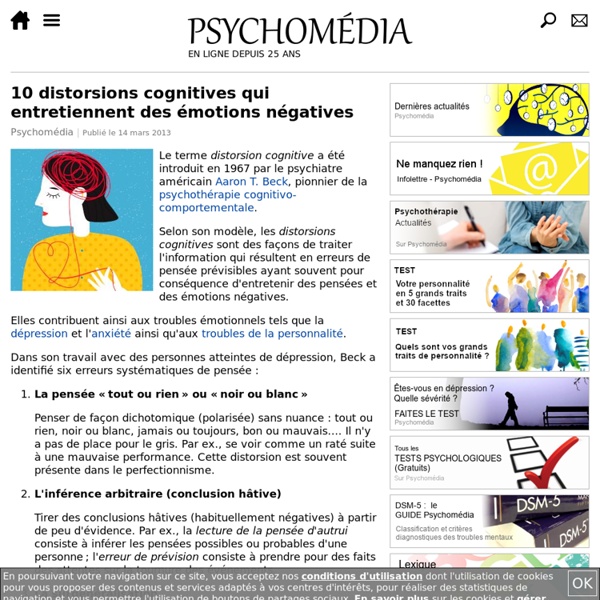 10 distorsions cognitives qui entretiennent des émotions négatives