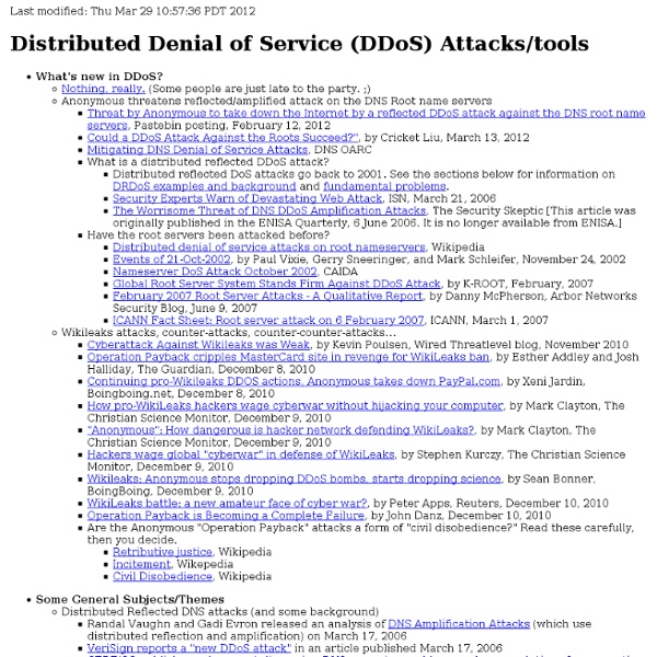 Distributed Denial of Service (DDoS) Attacks/tools