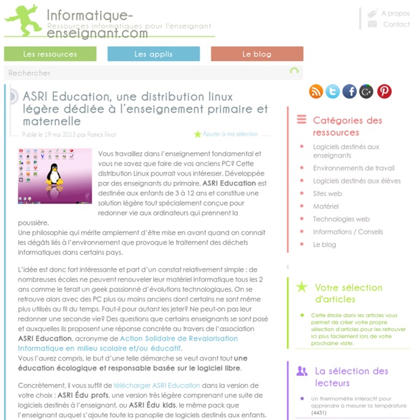 Distribution Linux pour l'enseignement primaire et maternelle avec ASRI Education