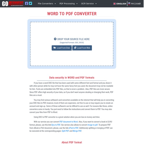Go4convert. Convierte multitud de archivos: DOC, PDF, HTML, EPUB, DOCX, RTF, XLS, XLSX, HTM, ODT... rápidamente sin necesidad de registro. Además permite unir y divivir documentos en varias partes. Sin límites en el tamaño . Seguro.