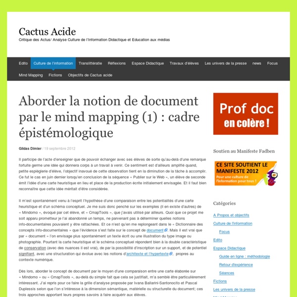 Aborder la notion de document par le mind mapping (1) : cadre épistémologique