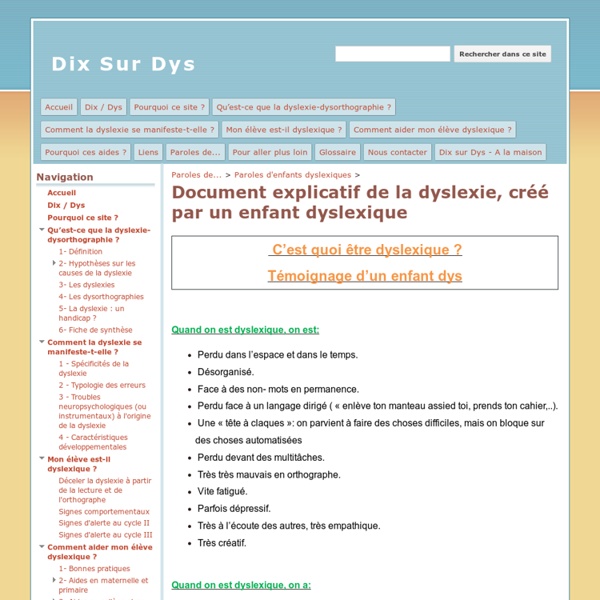 Document explicatif de la dyslexie, créé par un enfant dyslexique - Dix Sur Dys - Iceweasel