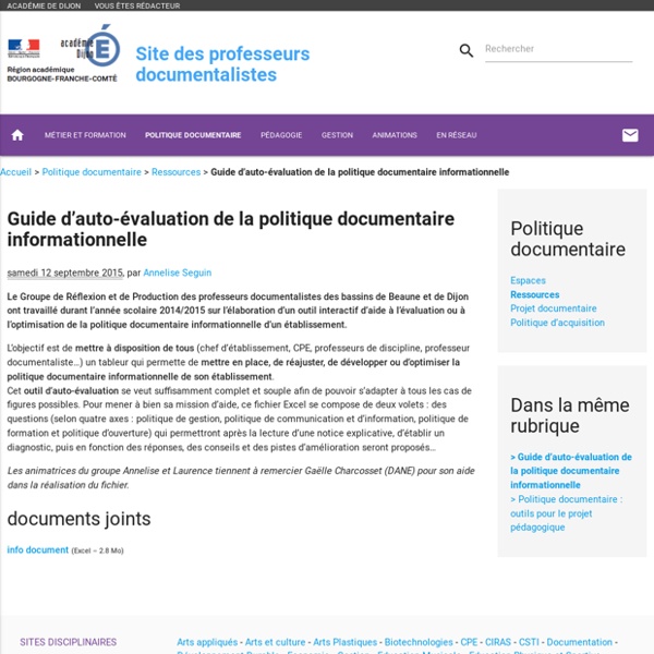 Guide d’auto-évaluation de la politique documentaire informationnelle