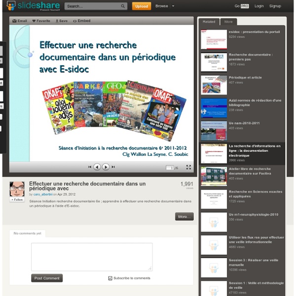 Rechercher parmi les périodiques via e-sidoc