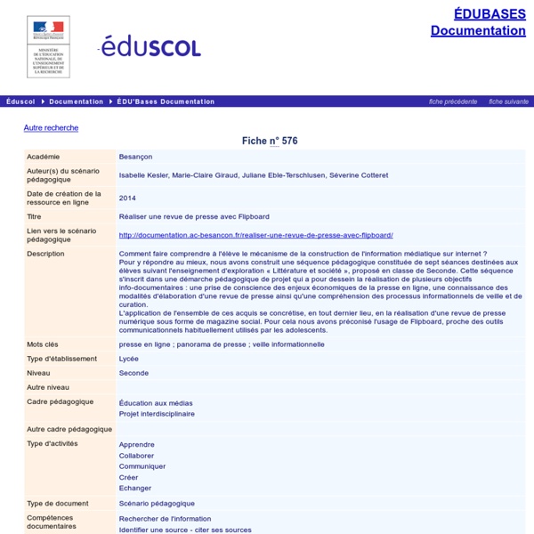 EDU'bases documentation - Réaliser une revue de presse avec Flipboard
