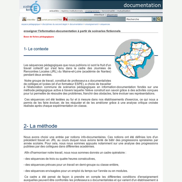 Documentation - enseigner l'information-documentation à partir de scénarios fictionnels