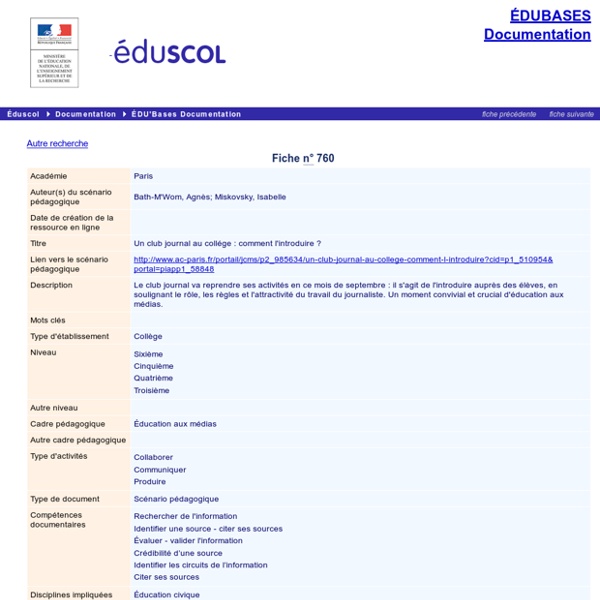 EDU'bases documentation - Un club journal au collége : comment l'introduire ?