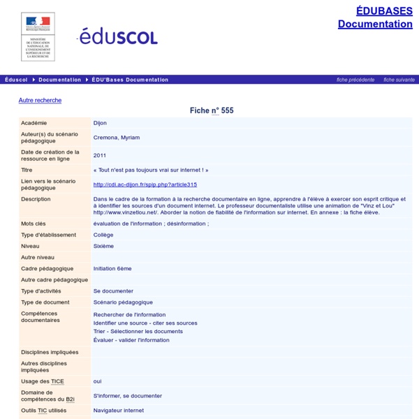 EDU'bases documentation - « Tout n'est pas toujours vrai sur internet ! »