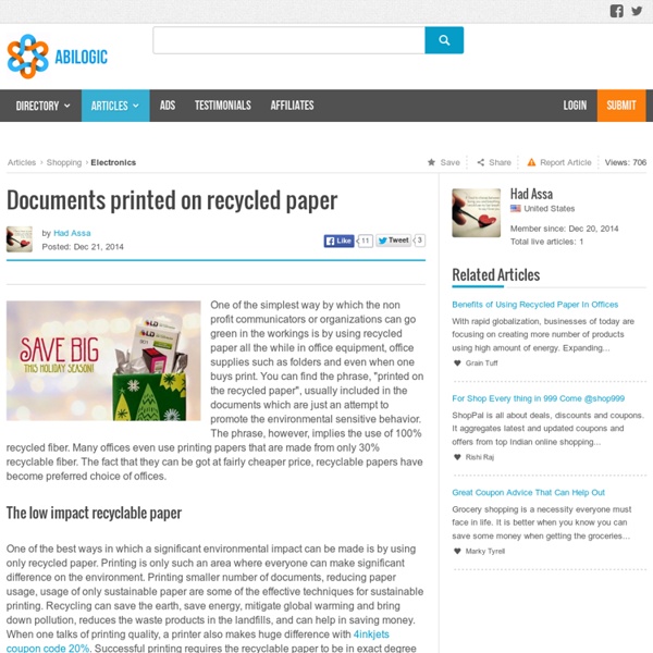 Documents Printed on Recycled Paper