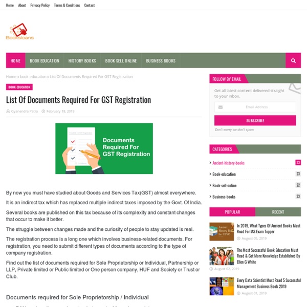 List Of Documents Required For GST Registration