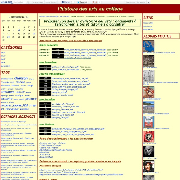 Préparer son dossier d'Histoire des arts : documents à télécharger, sites et tutoriels à consulter