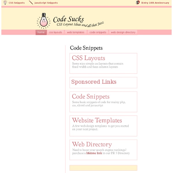 Code-Sucks.com - xhtml CSS PHP Javascript XML MySQL Snippets