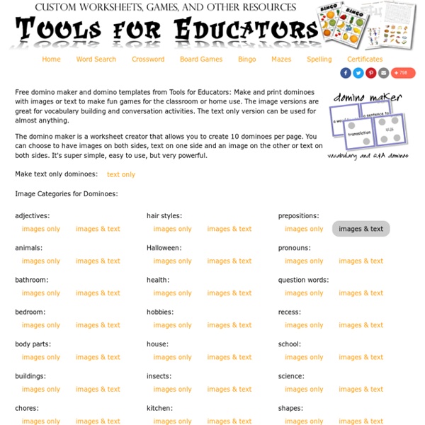 Free Domino Maker, printable dominos with images and text, dominoes to ...