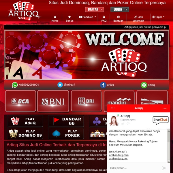 Artiqq - Situs Judi Dominoqq, Bandarq, Aduq dan Poker Online Terpercaya