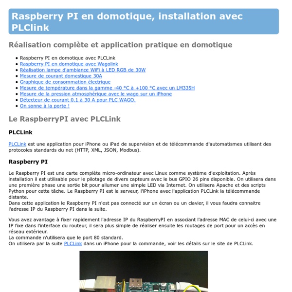 Domotique : Raspberry PI commande du GPIO avec un iPhone et PLCLink