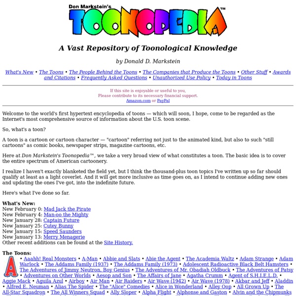 Cartoons Encyclopedia - Toonopedia (Don Markstein&#039;s)