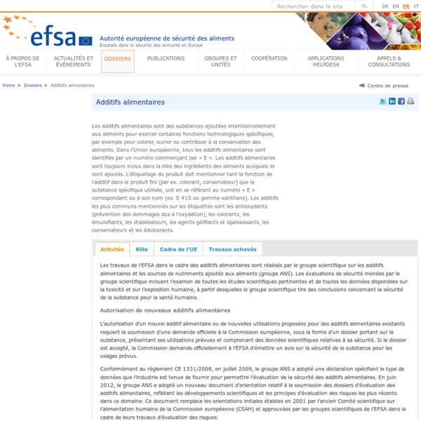 EFSA Dossier: Additifs allimentaires