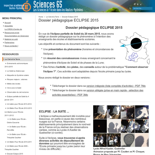 Dossier pédagogique ECLIPSE 2015