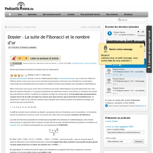 La suite de Fibonacci et le nombre d’or