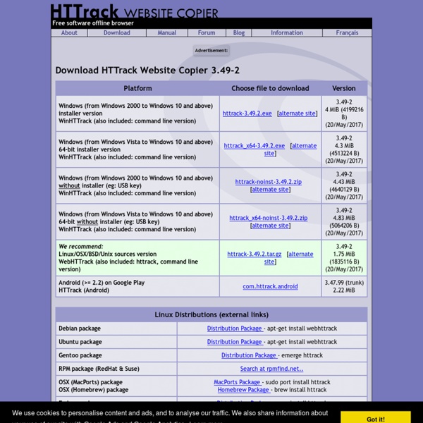 Télécharger HTTrack Website Copier 3.45-3 - HTTrack Website Copier - Aspirateur de sites web libre (GNU GPL)