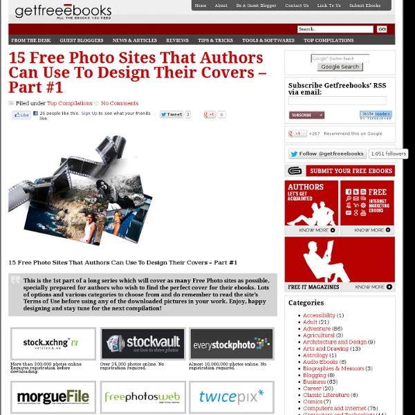 15 Free Photo Sites That Authors Can Use To Design Their Covers – Part #1