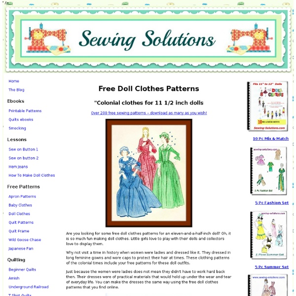 Colonial Doll Clothes Patterns