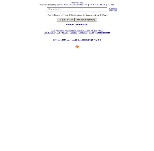 Download music, movies, games, software! The Pirate Bay - The galaxy's most resilient BitTorrent site
